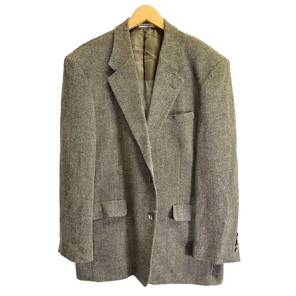 Max Mitchell Mens‎ 42R Blazer Sport coat Jacket Wool blend Black Gray